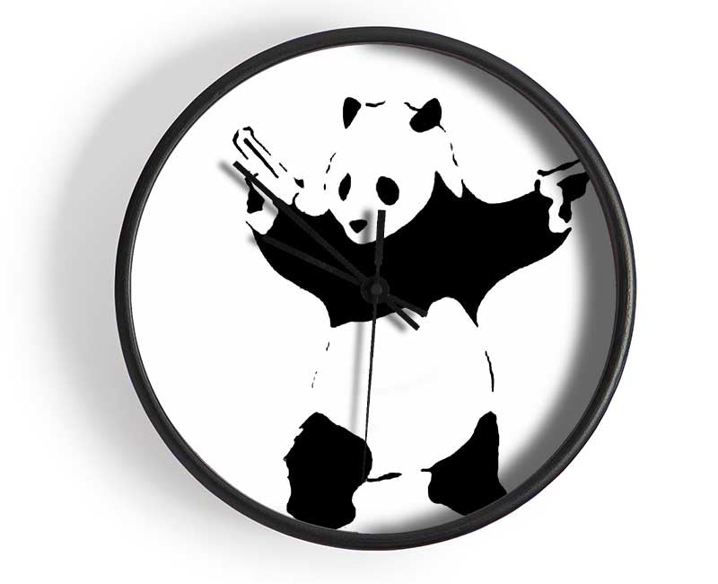 Panda Hold-Up White Clock - Wallart-Direct UK