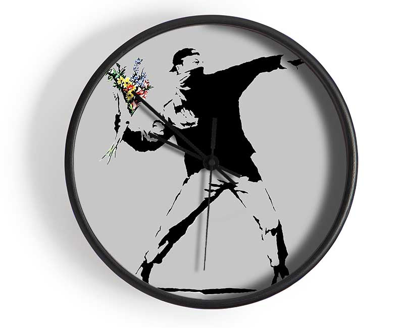 Peaceful Warrior Grey Clock - Wallart-Direct UK