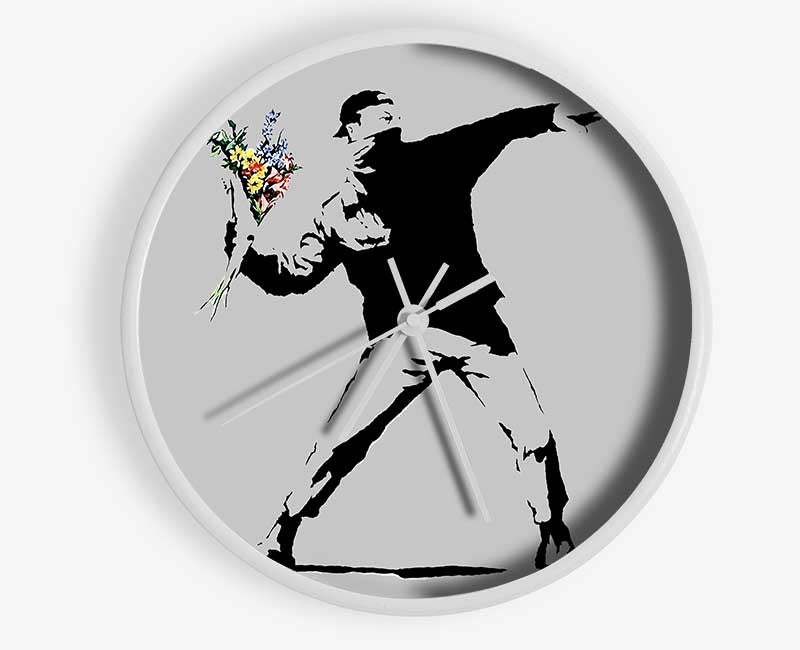 Peaceful Warrior Grey Clock - Wallart-Direct UK