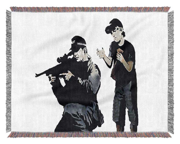 Sniper Boy White Woven Blanket