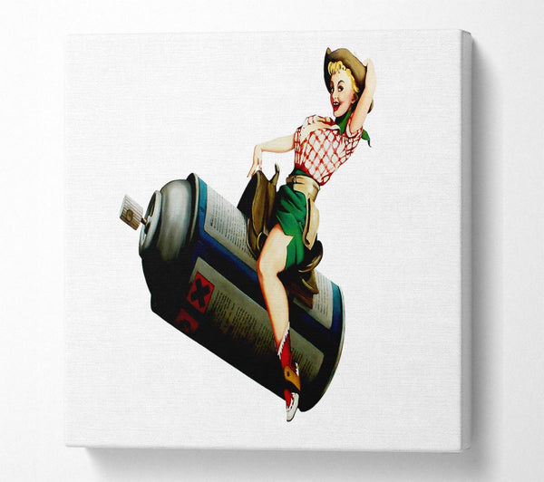 Picture of Spray Can Cowgirl Square Canvas Wall Art