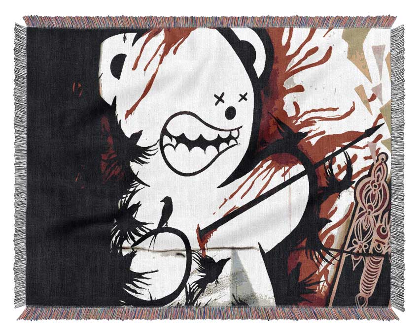 Teddy Bear Violence Woven Blanket