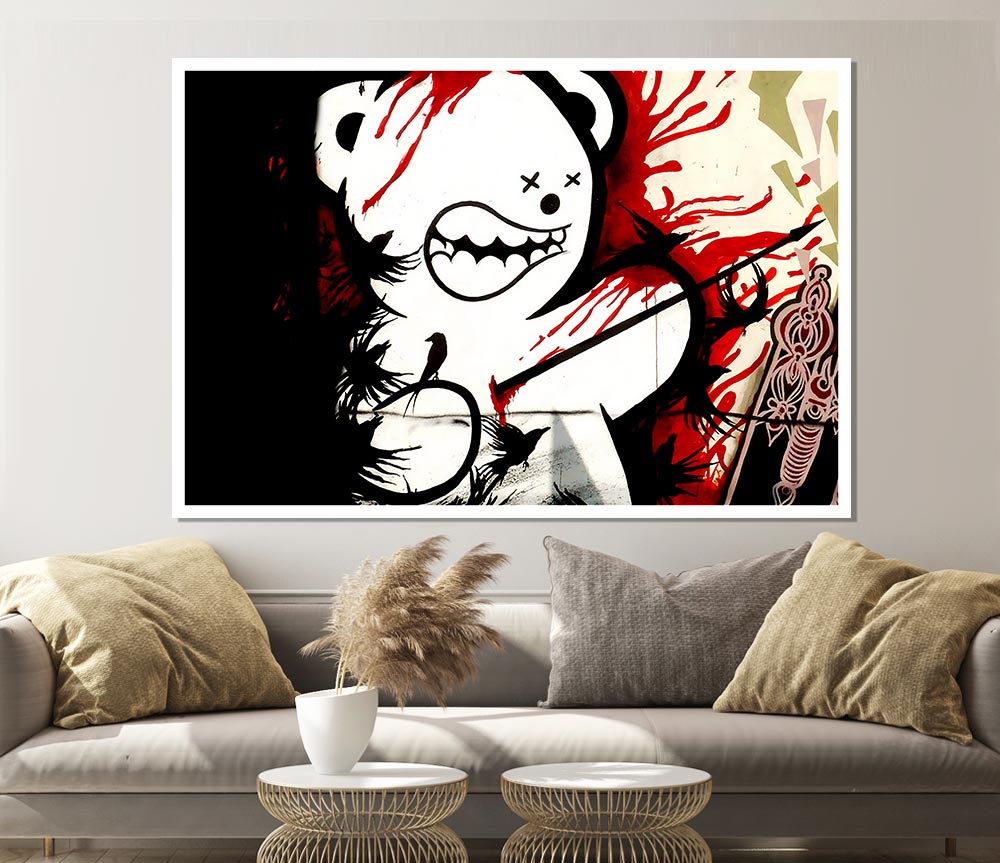 Teddy Bear Violence Print Poster Wall Art