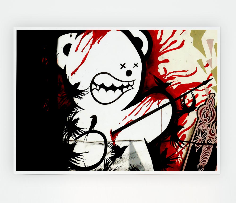 Teddy Bear Violence Print Poster Wall Art