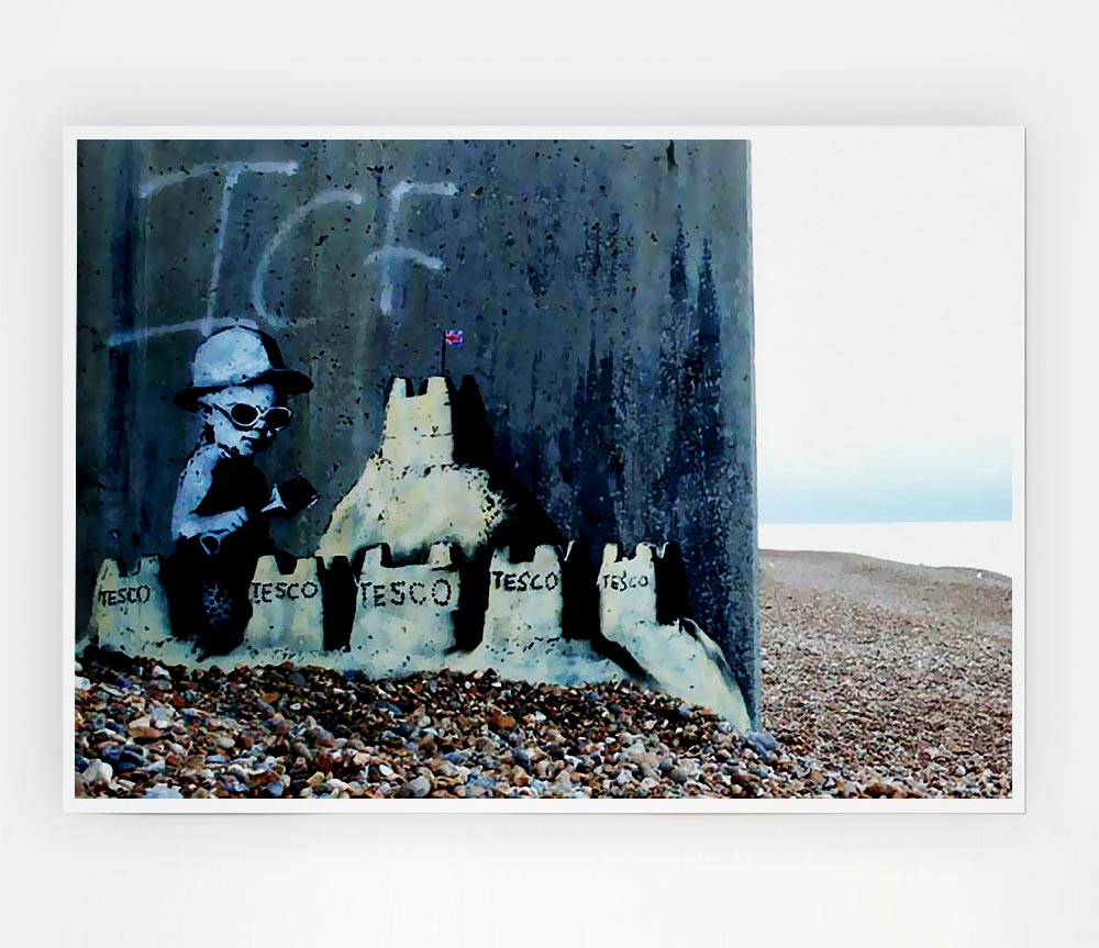 Tesco Sandcastle Print Poster Wall Art