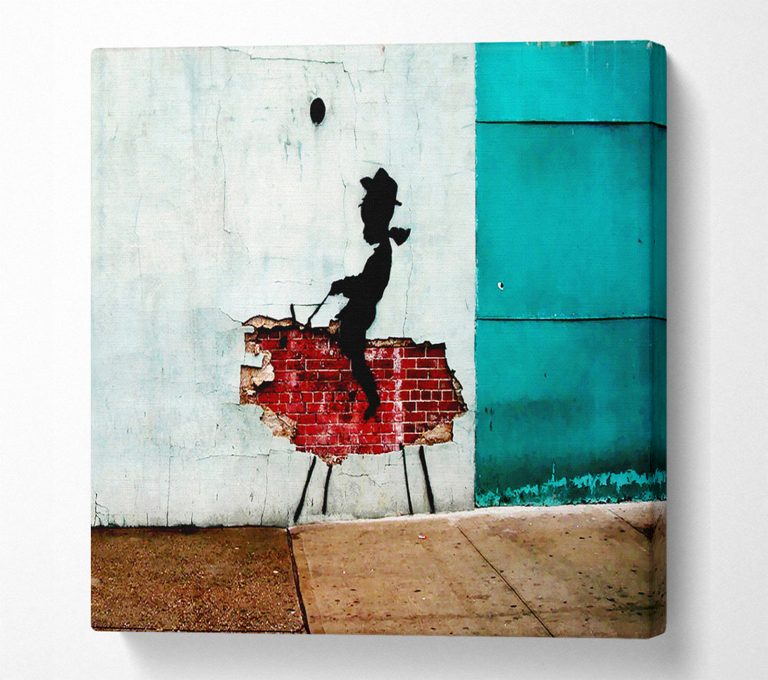 A Square Canvas Print Showing Texas Cowboy Square Wall Art