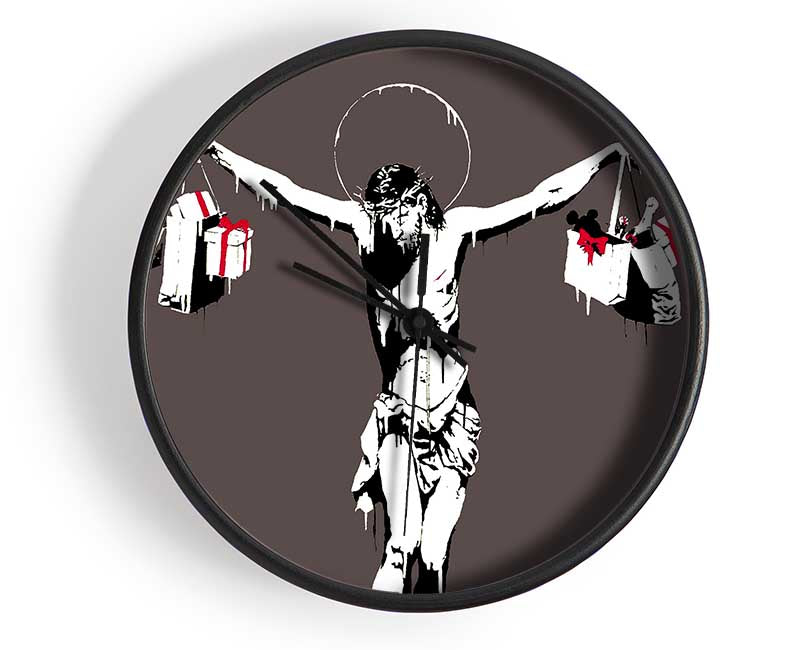 Thank Christ For Shopping (Landscape) Grey Clock - Wallart-Direct UK