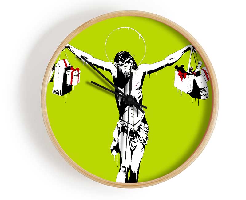 Thank Christ For Shopping Lime Clock - Wallart-Direct UK