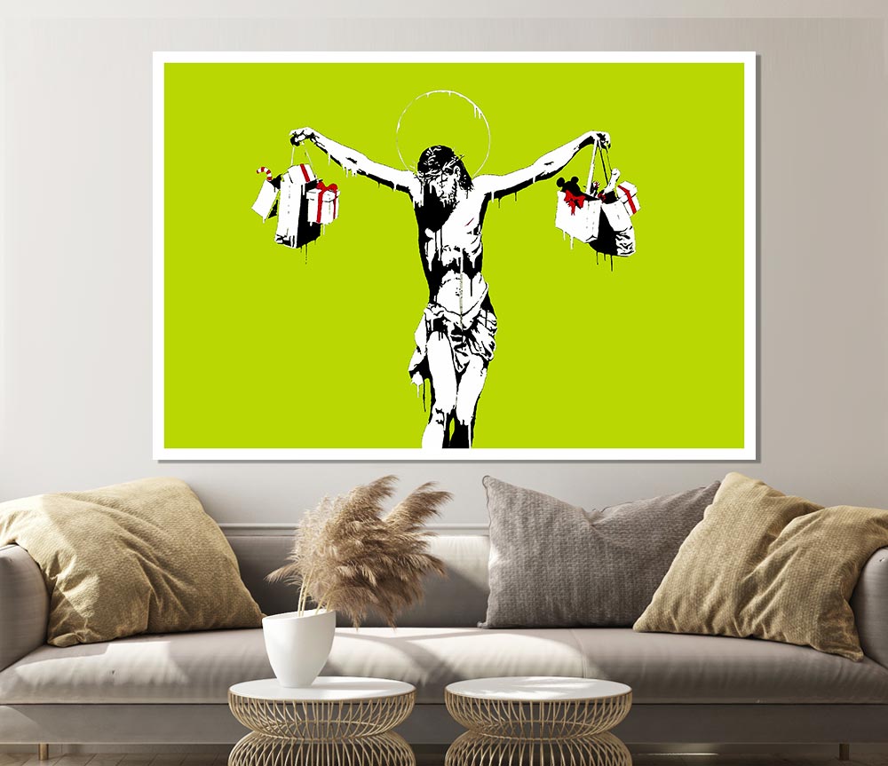 Thank Christ For Shopping Lime Print Poster Wall Art