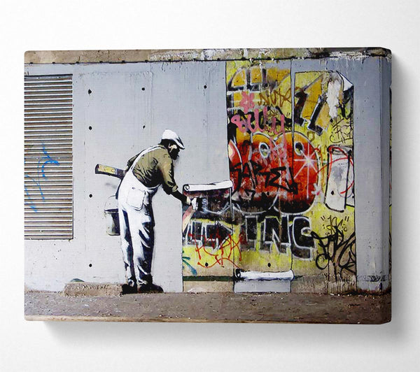 Picture of Wallpaper Over Robbo Graffiti Canvas Print Wall Art