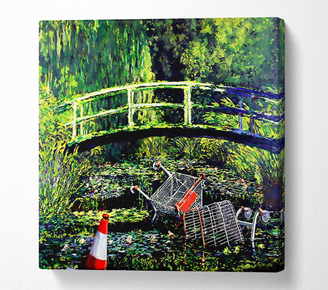 A Square Canvas Print Showing Water Lillies Trash Square Wall Art