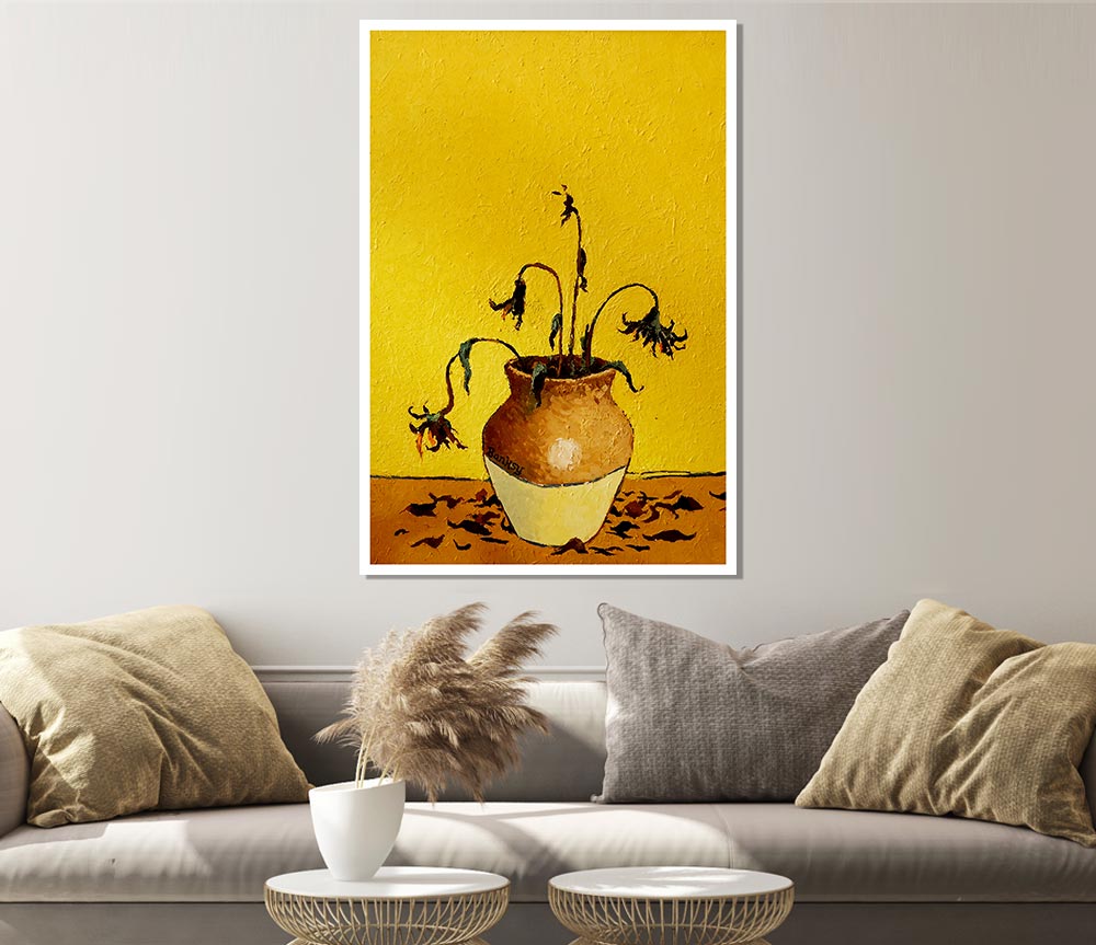 Wilting Sunflowers Print Poster Wall Art