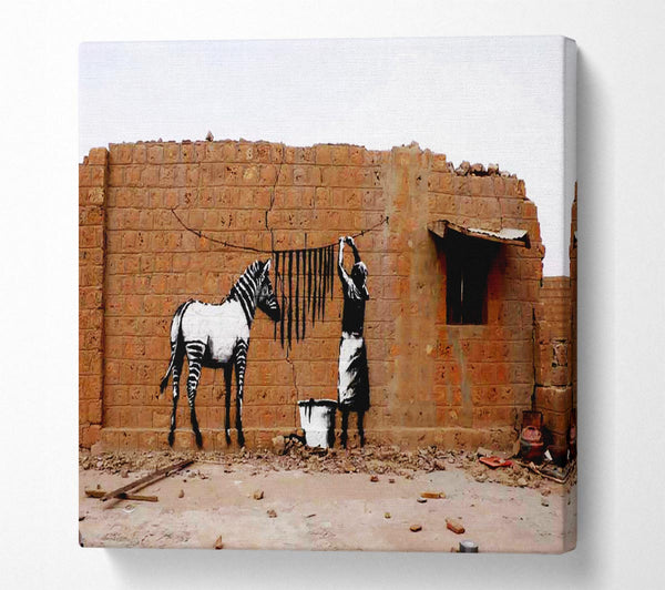 Picture of Zebra Stripes Washing Square Canvas Wall Art