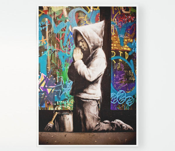 Graffiti Pray Print Poster Wall Art