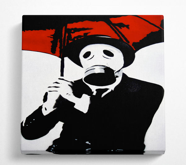 A Square Canvas Print Showing Bankers Gas Mask Close-Up Square Wall Art