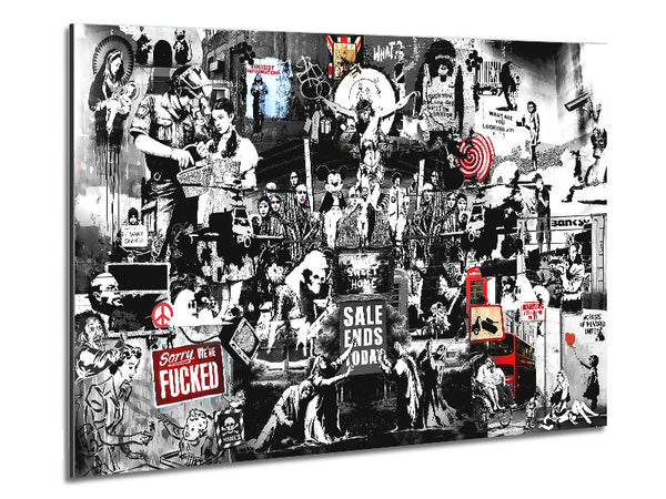 Banksy Collage 1 B n W