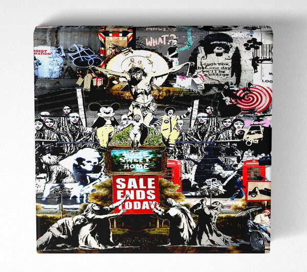 Picture of Banksy Collage 3 Square Canvas Wall Art