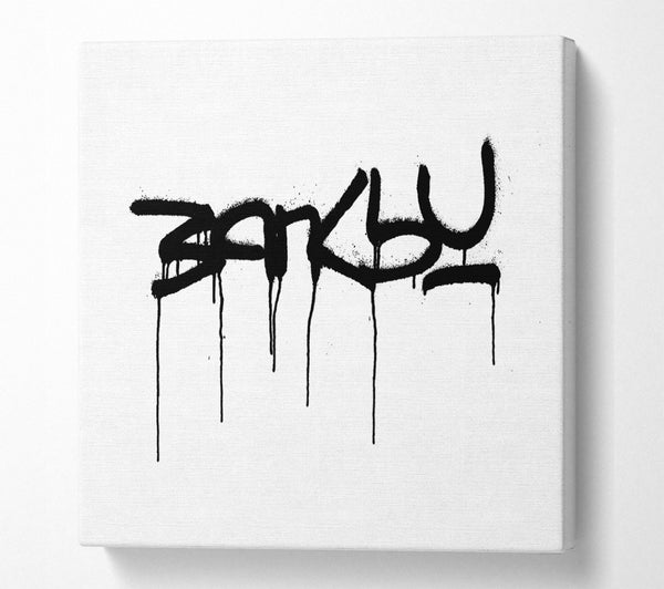 A Square Canvas Print Showing Banksy White Square Wall Art