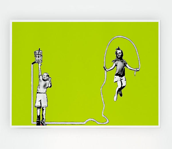 Electric Skipping Rope Lime Green Print Poster Wall Art