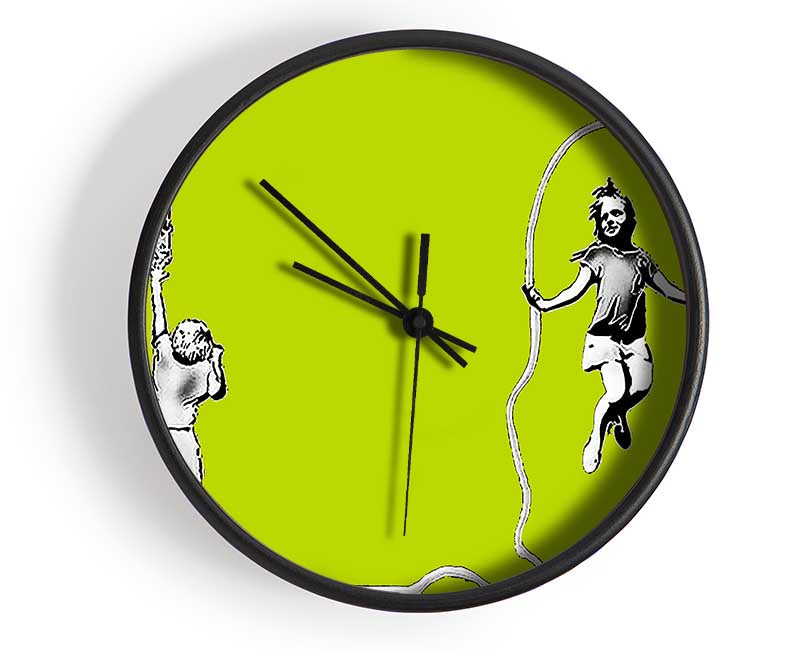 Electric Skipping Rope Lime Green Clock - Wallart-Direct UK