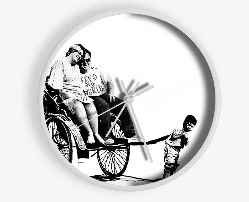 Feed The World B n W Clock - Wallart-Direct UK