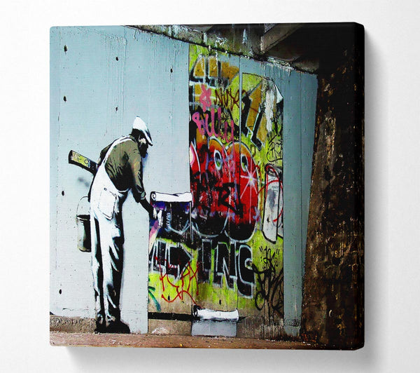 Picture of Grafitti Wallpaper Square Canvas Wall Art