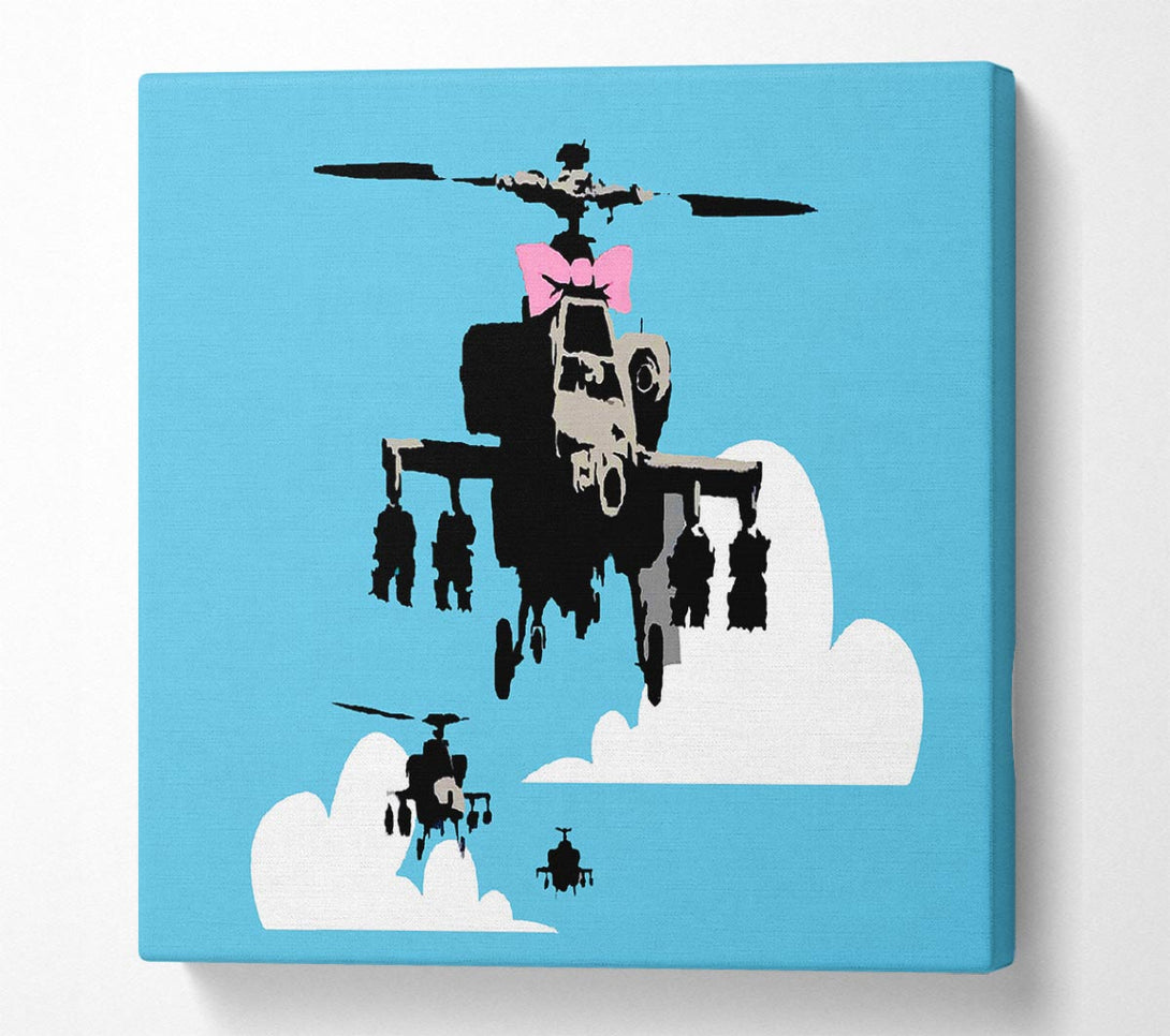 Picture of Hellicopter Bow Blue Square Canvas Wall Art