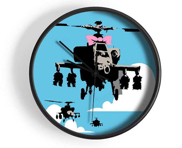 Hellicopter Bow Blue Clock - Wallart-Direct UK