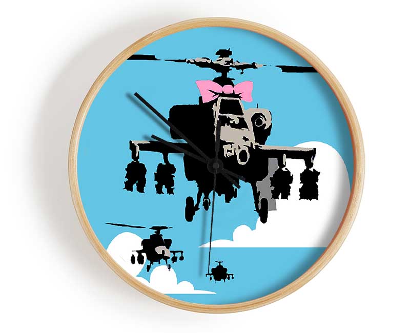 Hellicopter Bow Blue Clock - Wallart-Direct UK