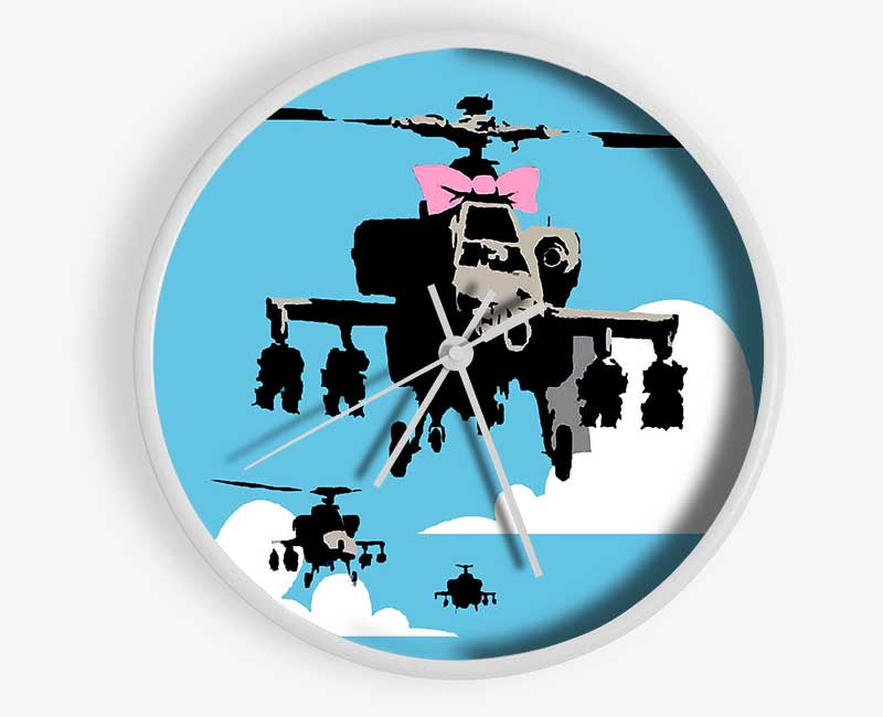 Hellicopter Bow Blue Clock - Wallart-Direct UK