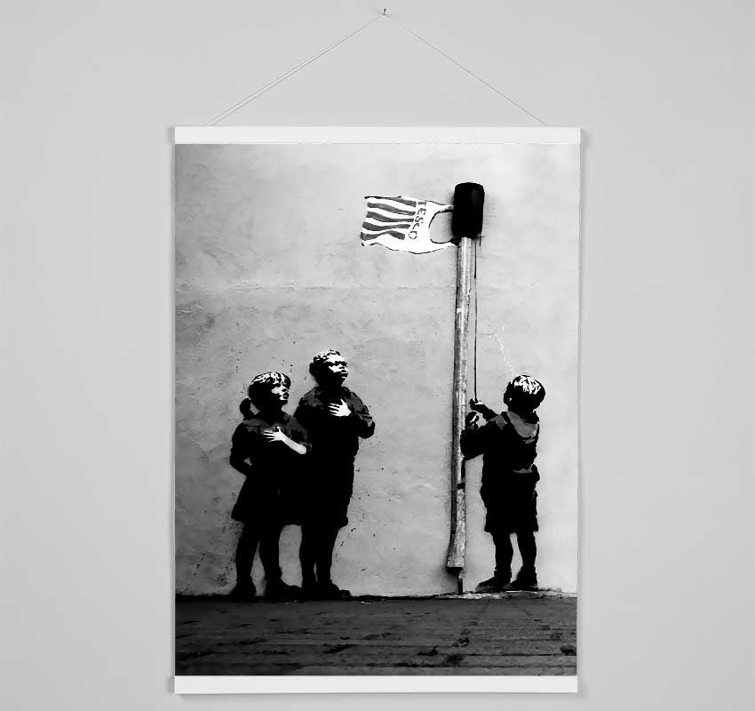 Homage To The Tesco Flag B n W Hanging Poster - Wallart-Direct UK