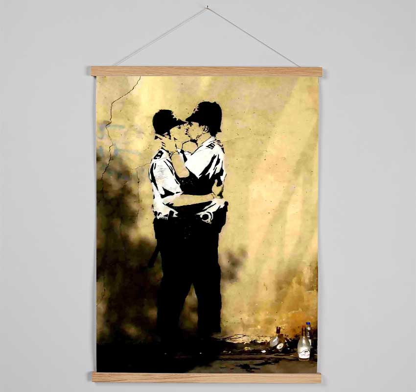 Kissing Coppers Portrait Hanging Poster - Wallart-Direct UK