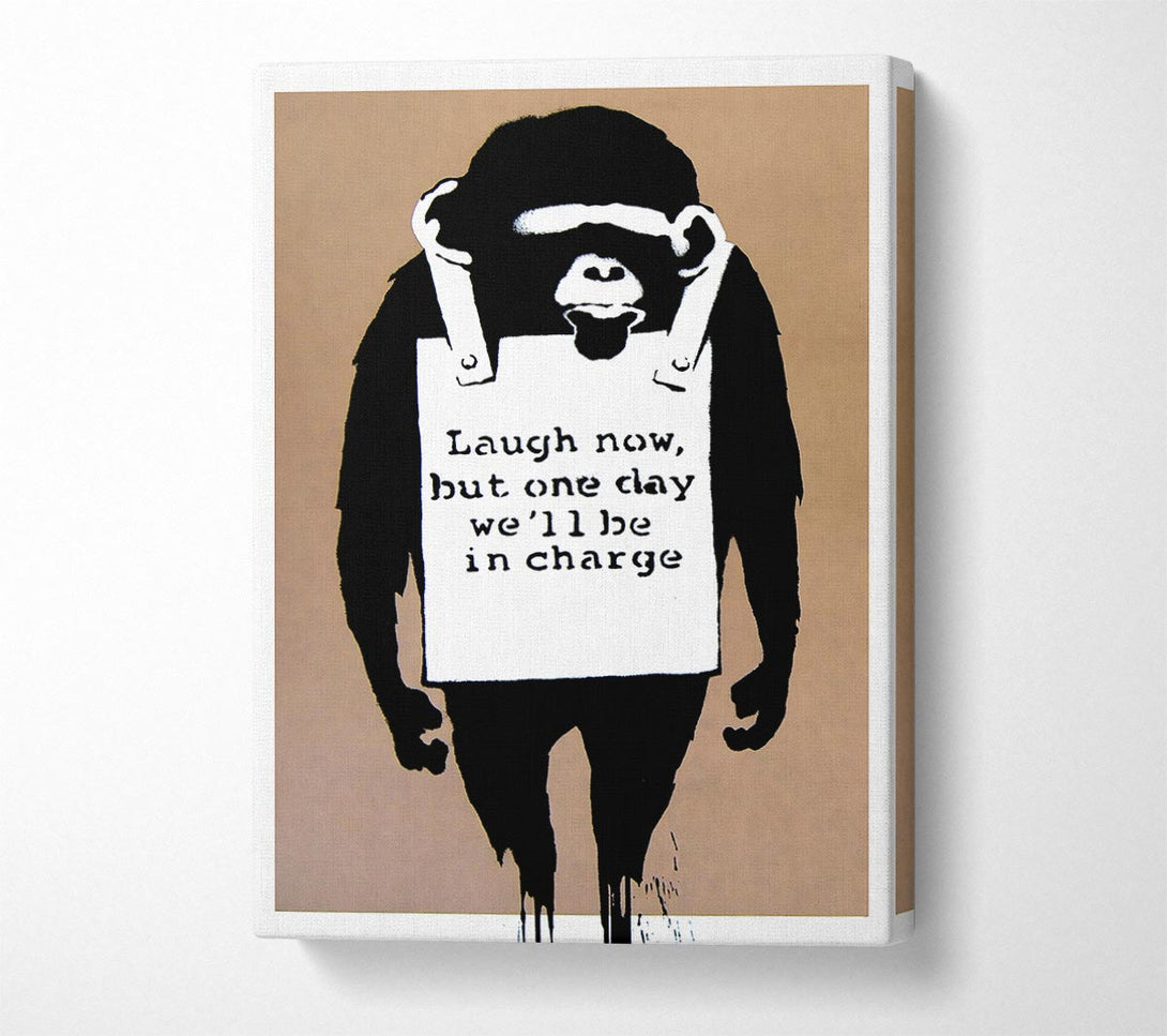 Picture of Laugh Now Monkey Beige Canvas Print Wall Art