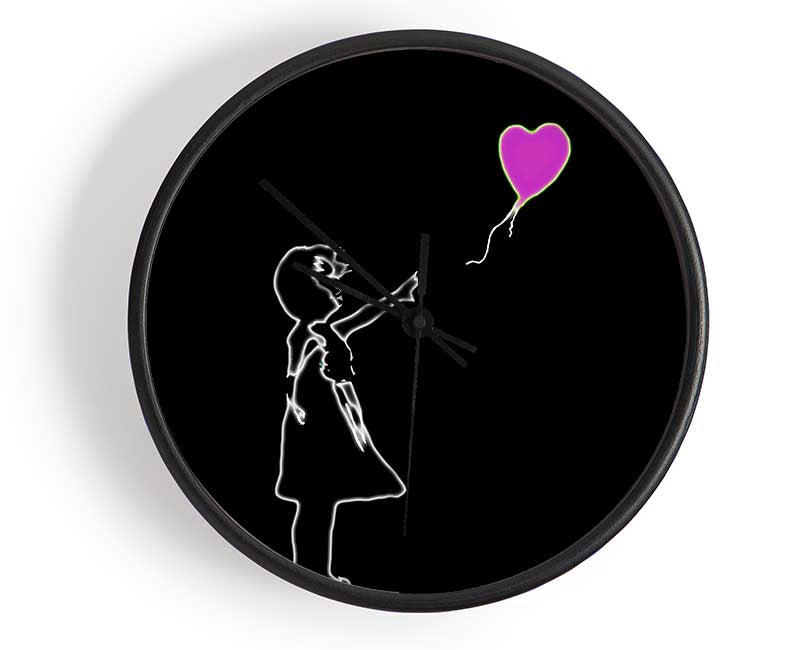 Love Balloon Black Pink Clock - Wallart-Direct UK