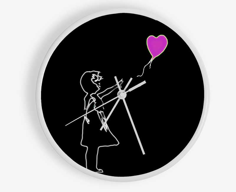 Love Balloon Black Pink Clock - Wallart-Direct UK