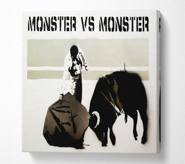 A Square Canvas Print Showing Monster Vs Monster Square Wall Art