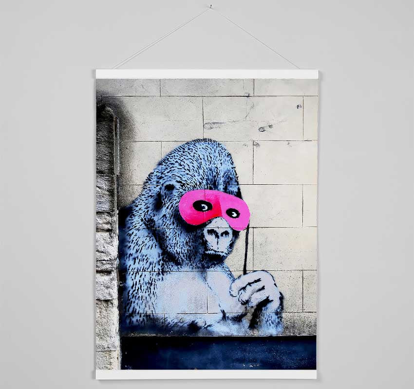 Pink Gorilla Mask Hanging Poster - Wallart-Direct UK