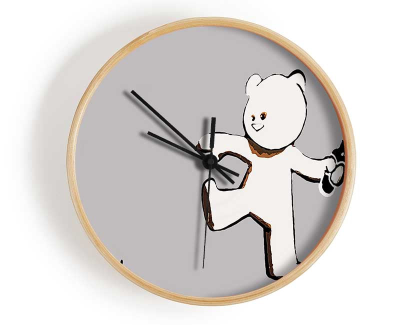 Teddybear Bomber Grey Clock - Wallart-Direct UK