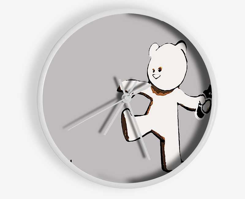 Teddybear Bomber Grey Clock - Wallart-Direct UK