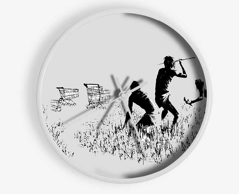 Trolley Hunters Grey Clock - Wallart-Direct UK