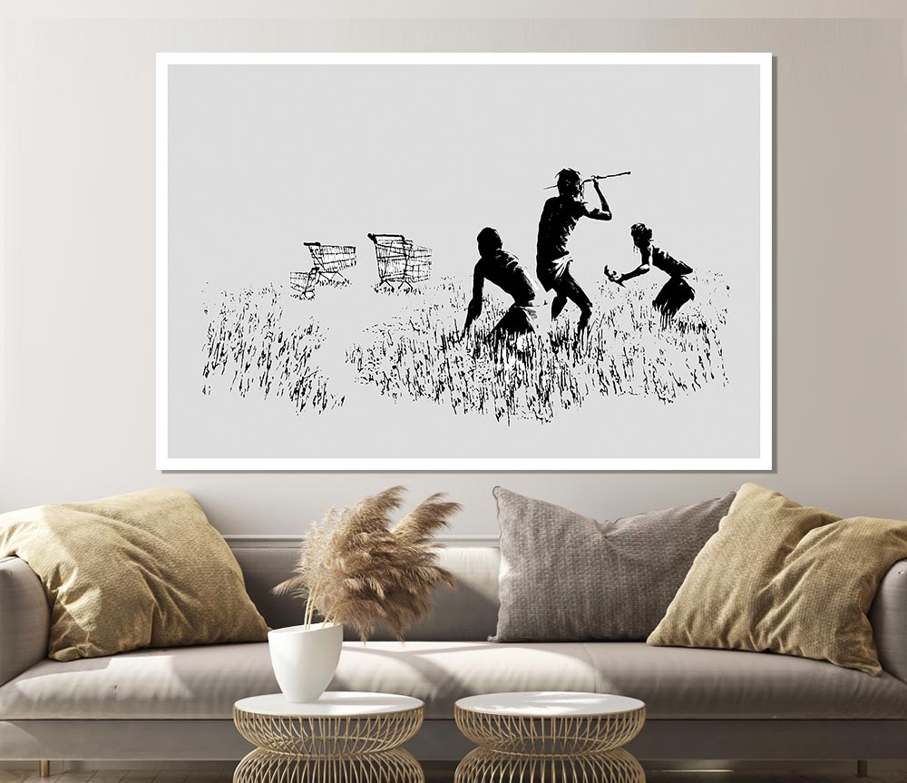 Trolley Hunters Grey Print Poster Wall Art