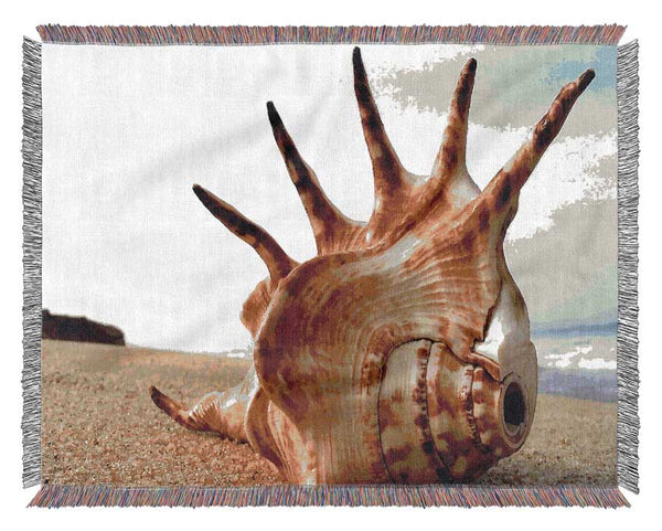 Whelk Shell On The Beach Woven Blanket