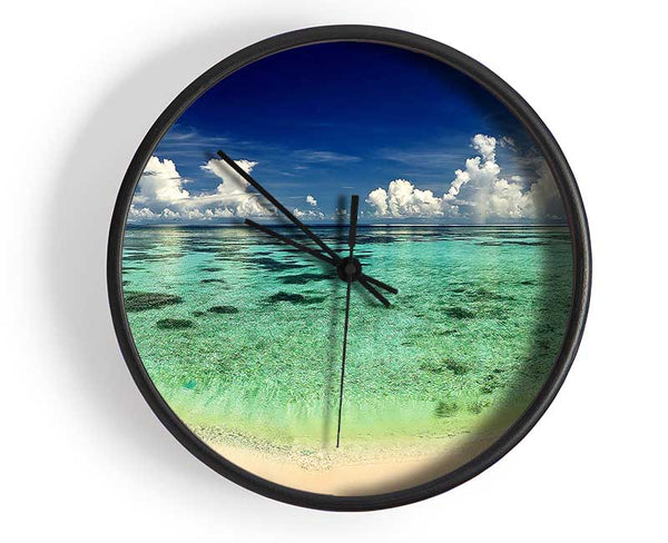 Emerald Ocean Beach Clock - Wallart-Direct UK