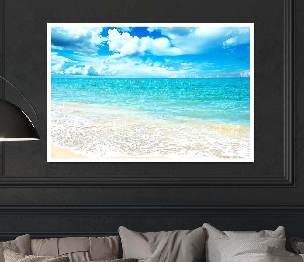 Turquoise Paradise Beach Print Poster Wall Art