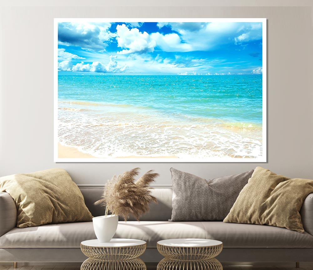 Turquoise Paradise Beach Print Poster Wall Art