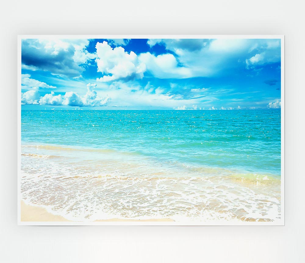 Turquoise Paradise Beach Print Poster Wall Art