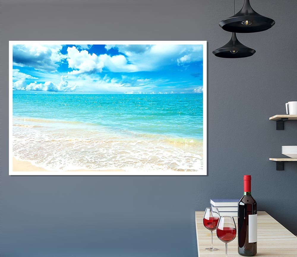 Turquoise Paradise Beach Print Poster Wall Art