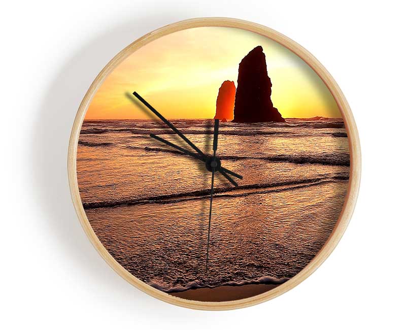 Beach Rock Sunrise Clock - Wallart-Direct UK