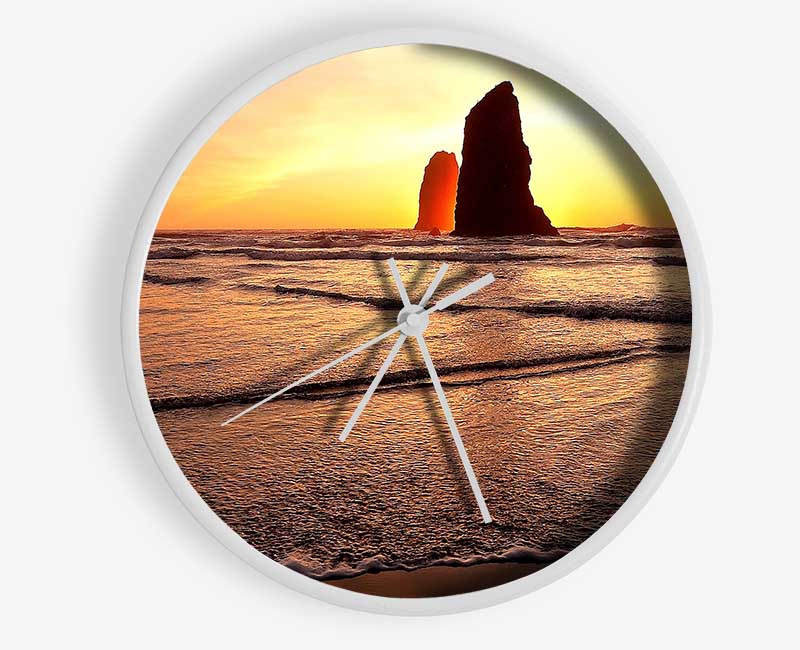 Beach Rock Sunrise Clock - Wallart-Direct UK