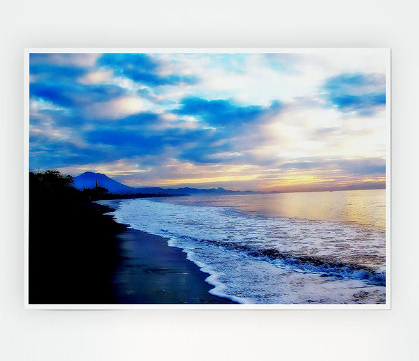 Blue Morning Sunrise Print Poster Wall Art